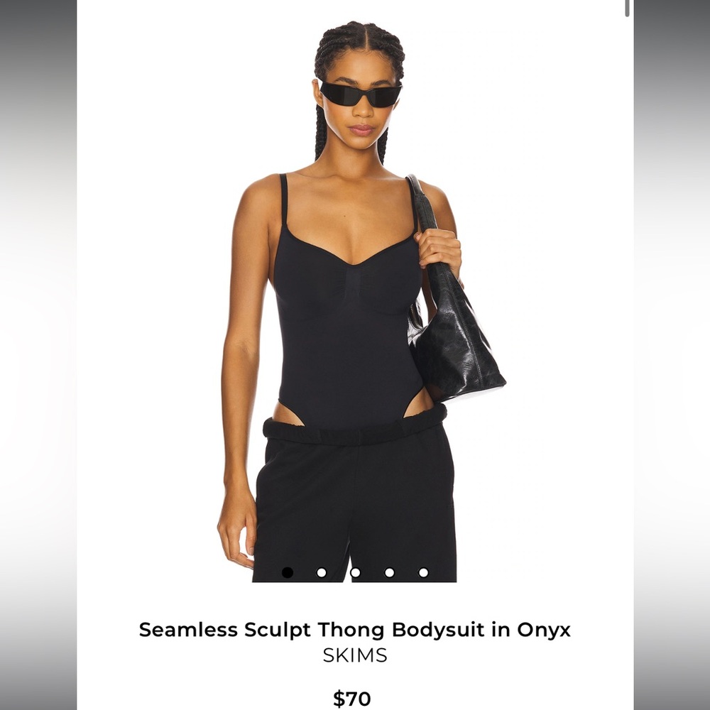 SKIMS Seamless Sculpt Thong Bodysuit in Onyx
